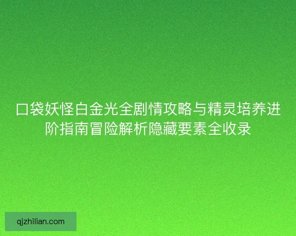 口袋妖怪白金光全剧情攻略与精灵培养进阶指南冒险解析隐藏要素全收录