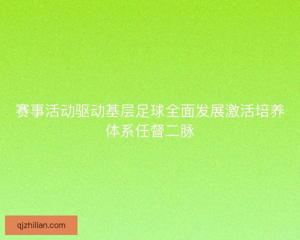 赛事活动驱动基层足球全面发展激活培养体系任督二脉