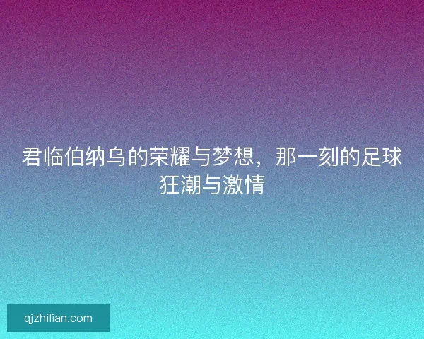 君临伯纳乌的荣耀与梦想，那一刻的足球狂潮与激情